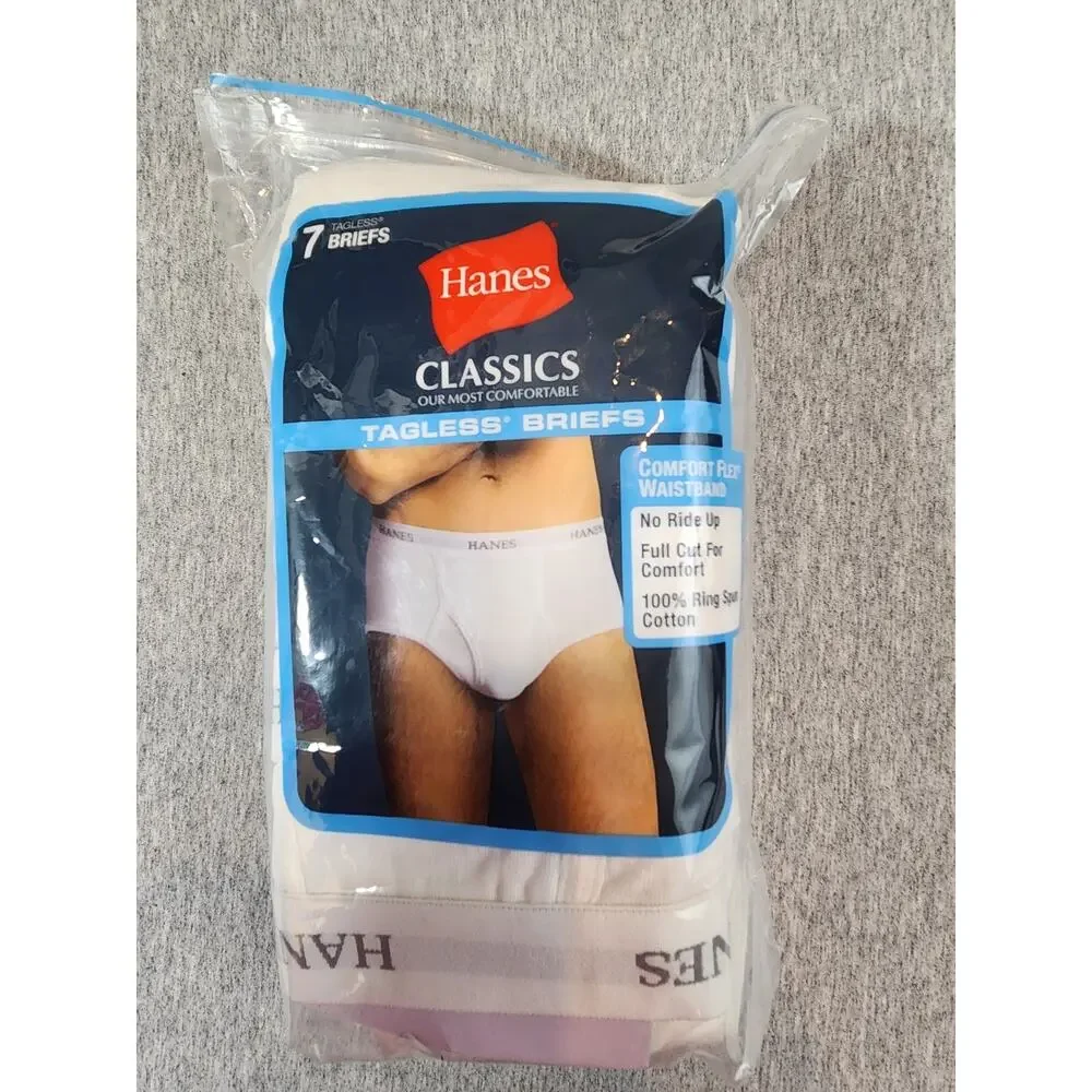 Hanes‎ Classics Tagless Briefs 6-Pack White 100% Cotton Comfort Flex Men’s Large